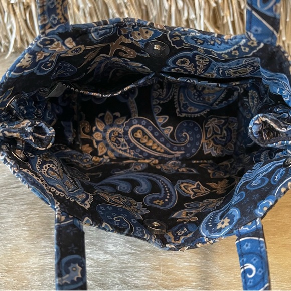 Vintage VERA BRADLEY Windsor 2006 Sherry 2 Handle Mini Y2K Bag Navy Blue Plaid - Picture 8 of 10